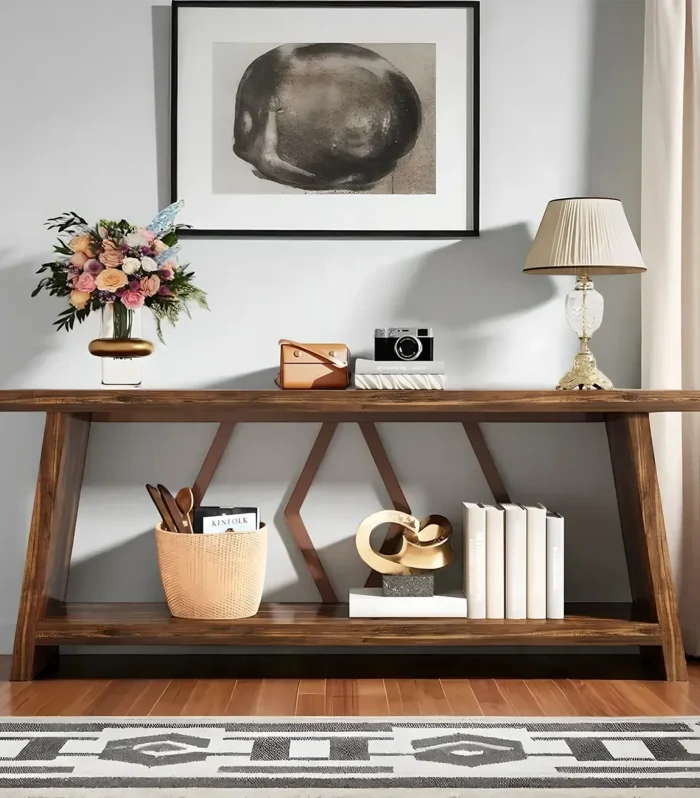Modern Rustic Console Table Solid Wood Handmade Accent