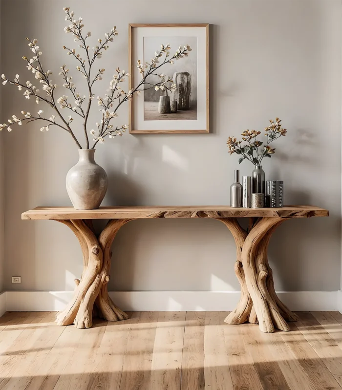 Entryway Console Table Solid Wood Clean Contemporary Lines